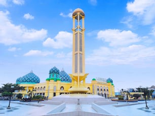 A beautiful view of the Great Mosque of Al-Karomah Martapura in Indonesia