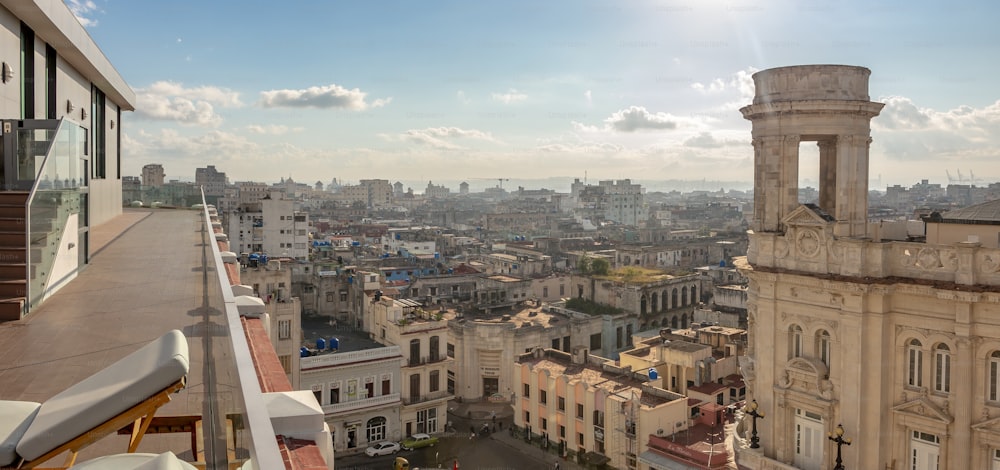 The city landscape of Havana in Cuba with the tower of the National Museum of Fine Arts of Havana