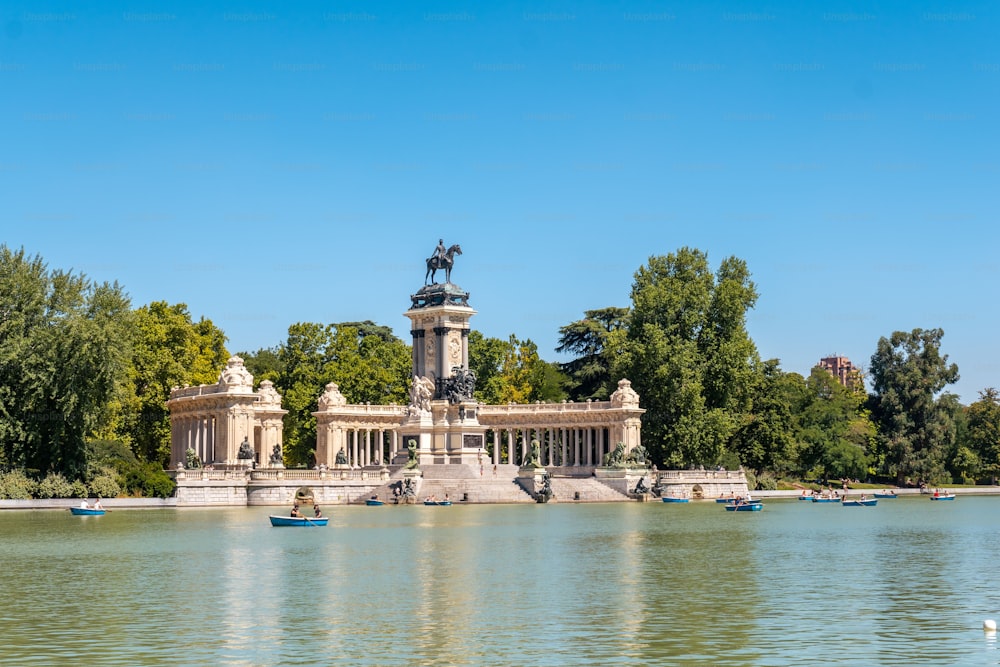The sights of the El Retiro park in the city of Madrid, Spain