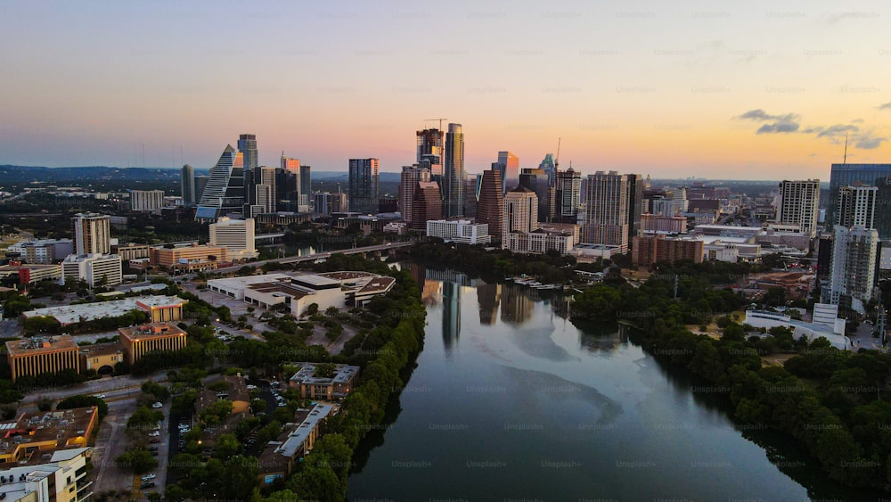 Una veduta a volo d'uccello del paesaggio urbano di Austin in Texas