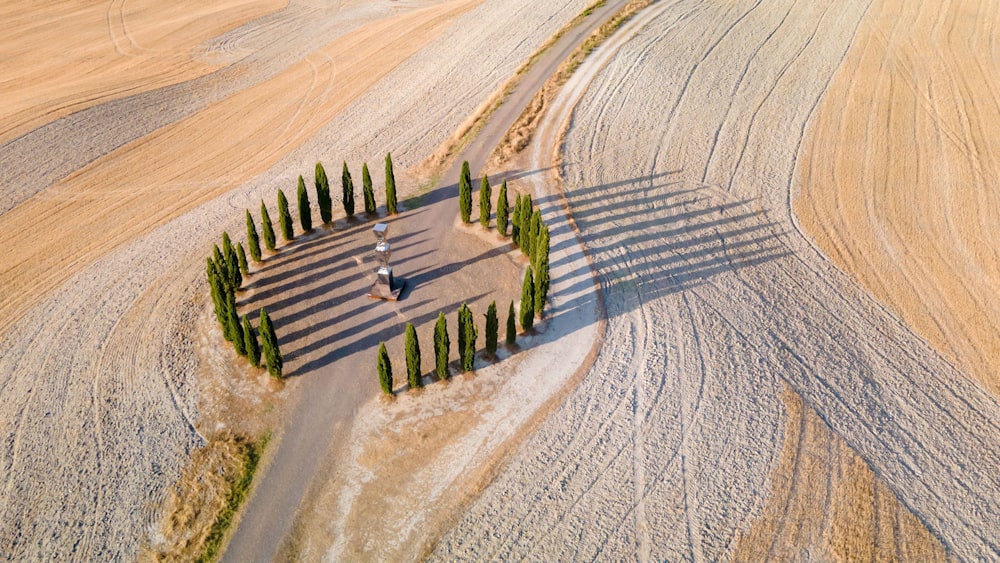 An aerial view of San Quirico d'Orcia on a sunny day, in Italy