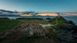 Theview of Twr Mawr Lighthouse in Ynys Llanddwyn, Anglesey, Wales, UK