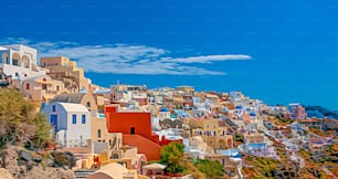 The village of Oia in Santorini, Greece