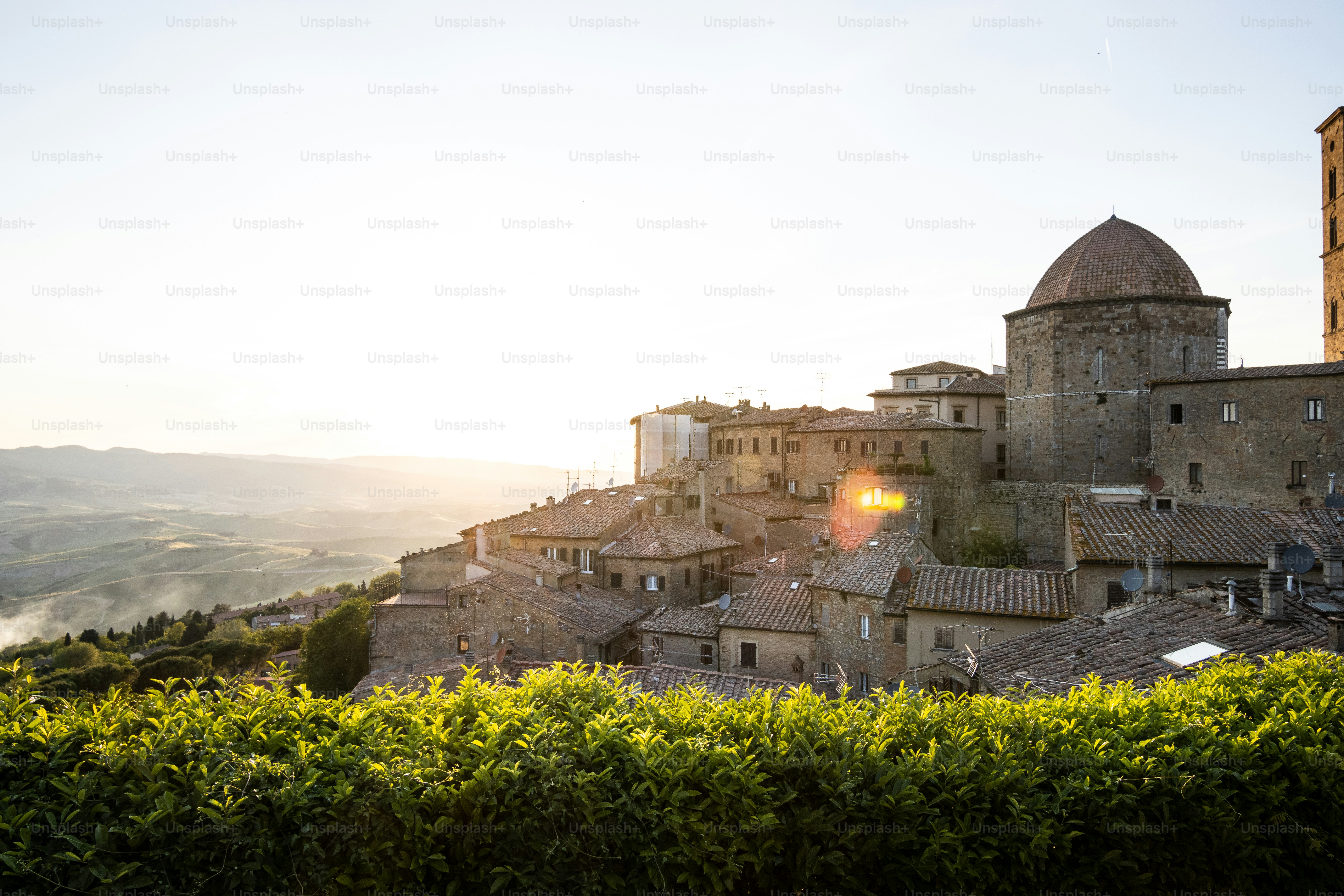 A beautiful sunset over Volterra, italy