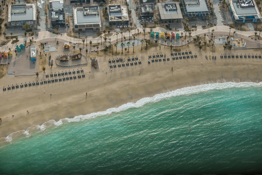 An aerial view of the Jumeirah Beach in Dubai, United Arab Emirates