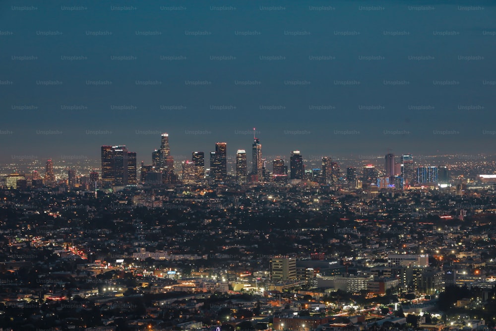 The skyline of Los Angeles in the evening in California, USA