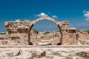 A beautiful view of ruins in the Paphos Archaeological Park, Cyprus