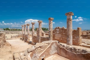 A beautiful view of ruins in the Paphos Archaeological Park, Cyprus