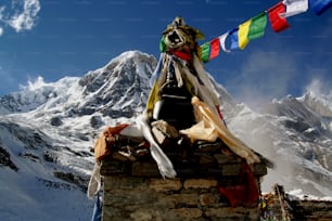ネパールのアンナプルナベースキャンプでの風光明媚な高山�トレッキングの眺め
