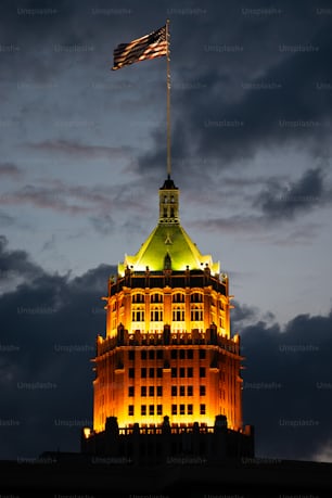 The Tower Life Building in San Antonio Texas at night