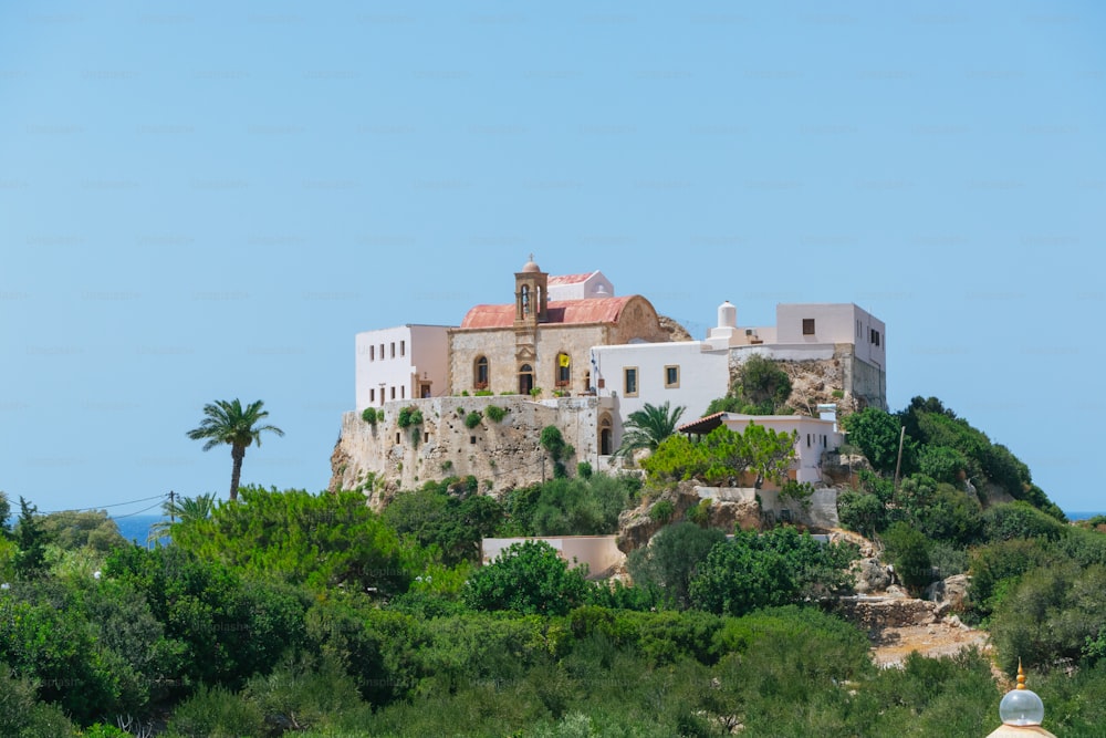 A scenic view of the Chrysoskalitissa Monastery, Crete Island, Greece