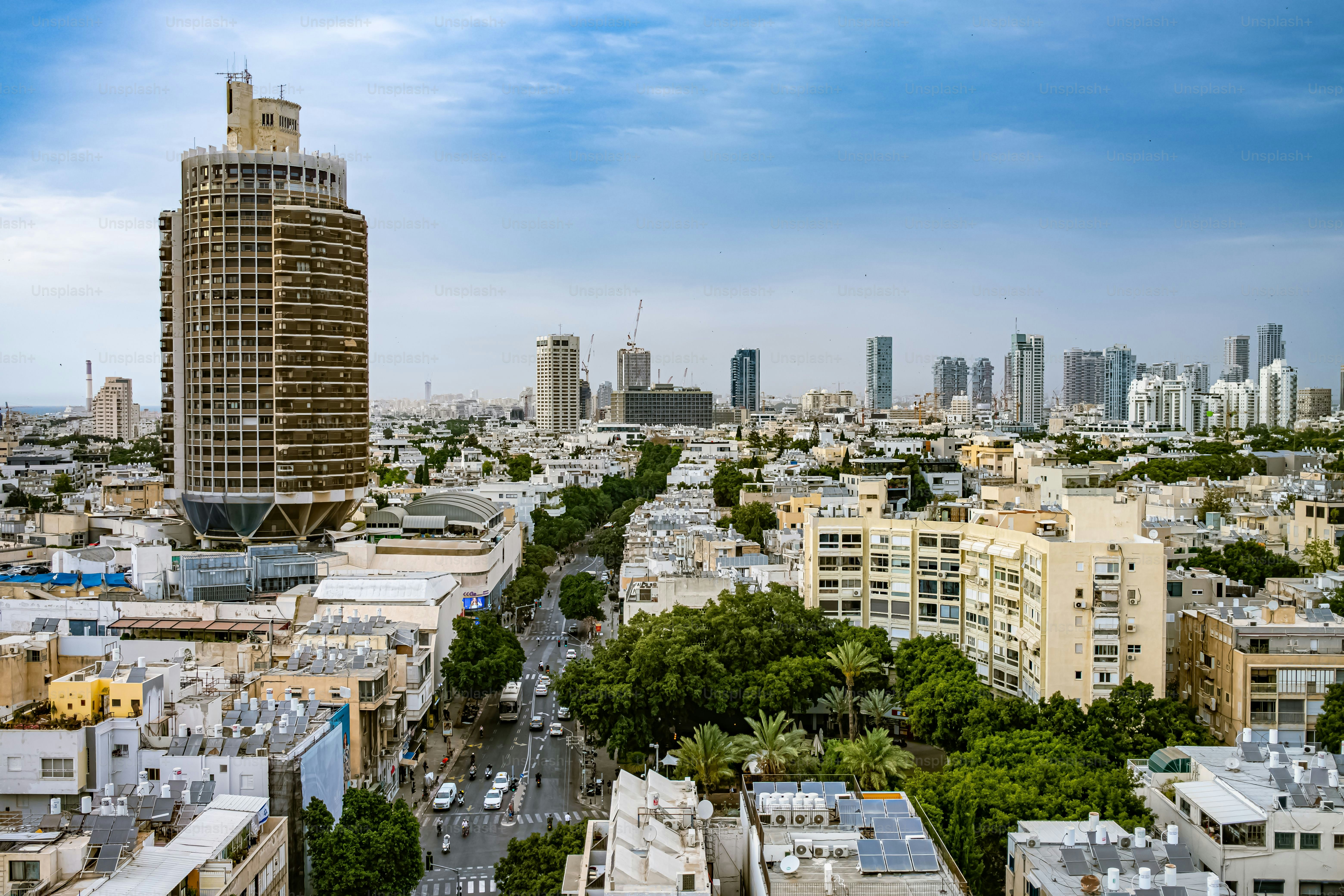 An urban aerial view of Tel Aviv City, Israel.