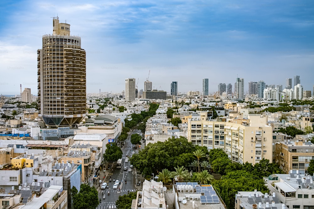 Una vista aérea urbana de la ciudad de Tel Aviv, Israel.