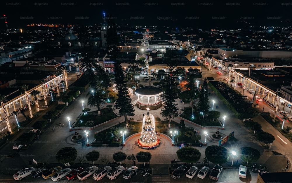 The Main Garden Park in Tuxpan, Jalisco, Mexico at night