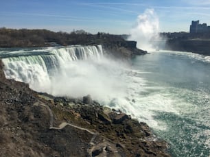 A beautiful view of the Niagara falls river in North America