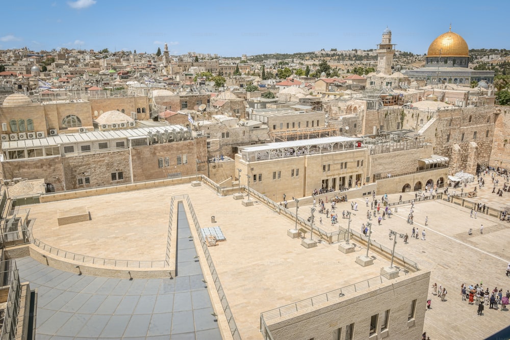 Aerial view of the iconic Dome of the Rock located in Jerusalem, Israel