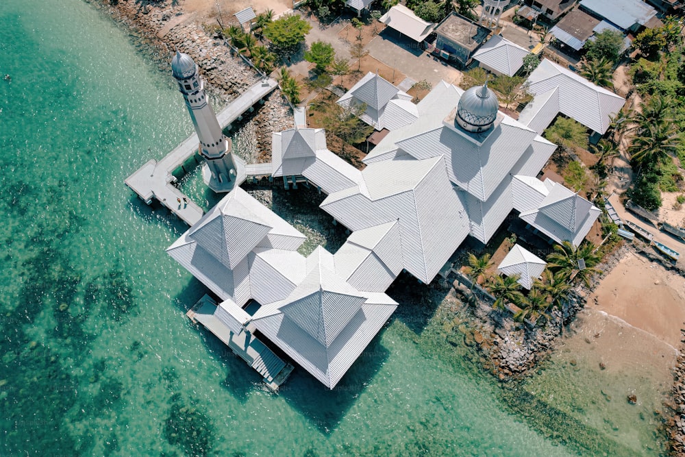 An aerial view of Perhentian Island Mosque in Fishing Village