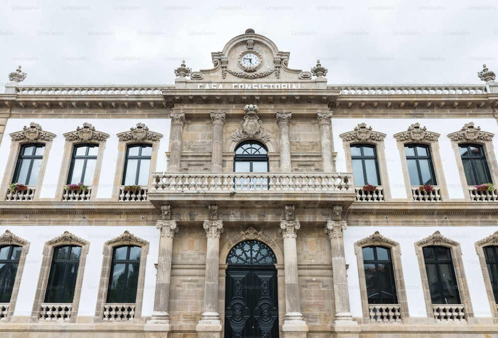 Facade of the Casa Consistorial (City Hall) in Pontevedra, Spain.