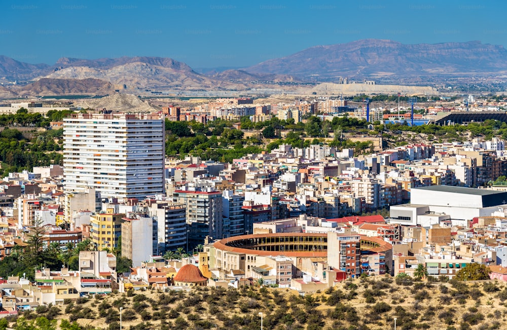 Skyline of Alicante seen from Santa Barbara Castle, Spain.