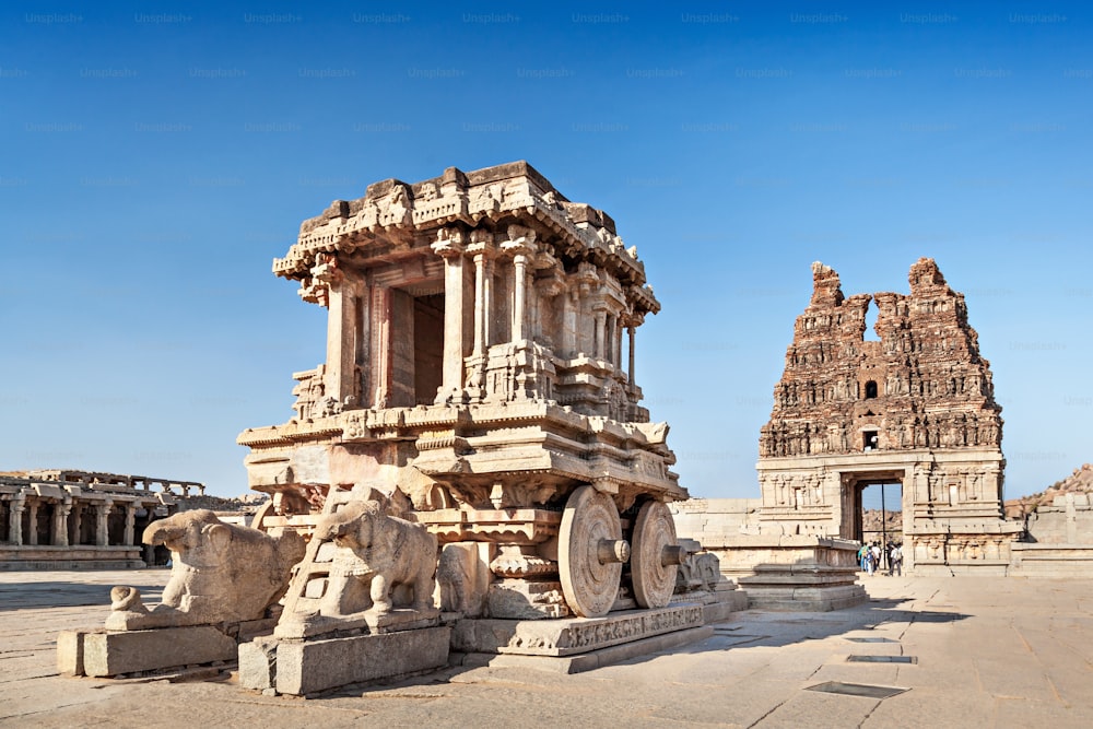 Chariot and Vittala temple at Hampi, India