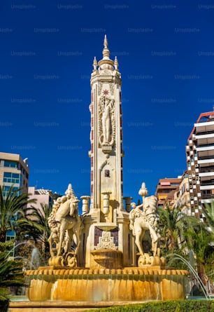 La Fuente de Levante Fountain on Luceros Square in Alicante - Spain