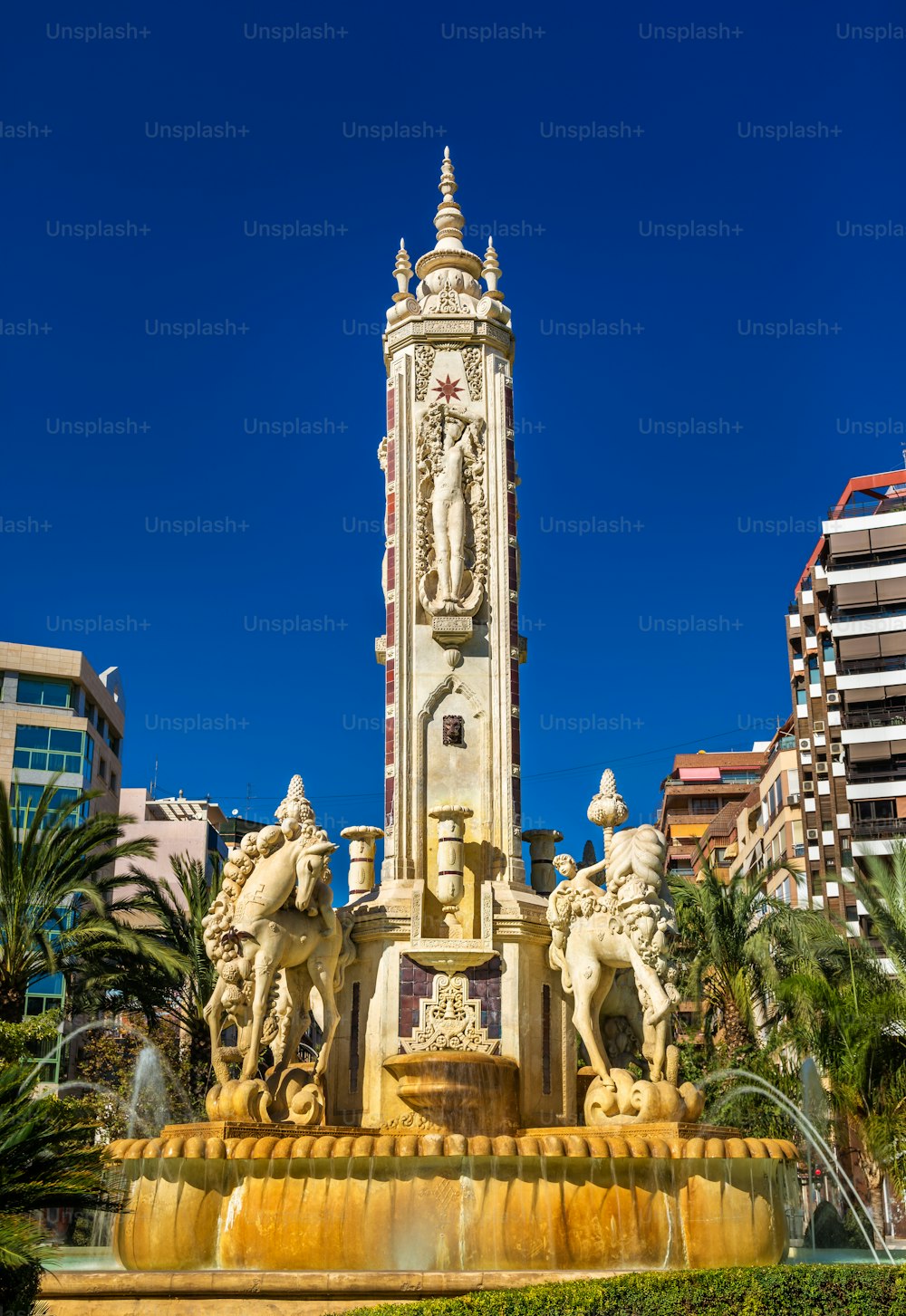 La Fuente de Levante Fountain on Luceros Square in Alicante - Spain