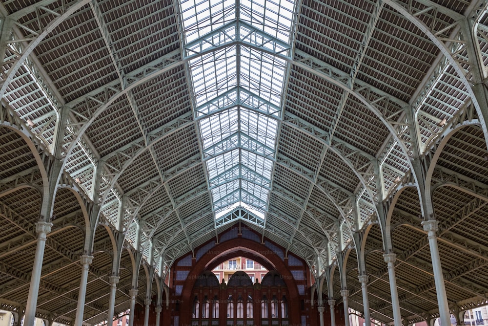 Detail of the ceiling at the Mercado de Colon in Valencia, Spain, built in 1914 in modernist style.