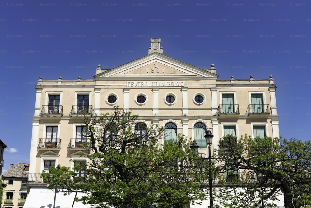 Juan Bravo Theatre in the Plaza Mayor (Main Square) of Segovia, Spain. Inaugurated in 1918, this public building is still the main theatre in the city.