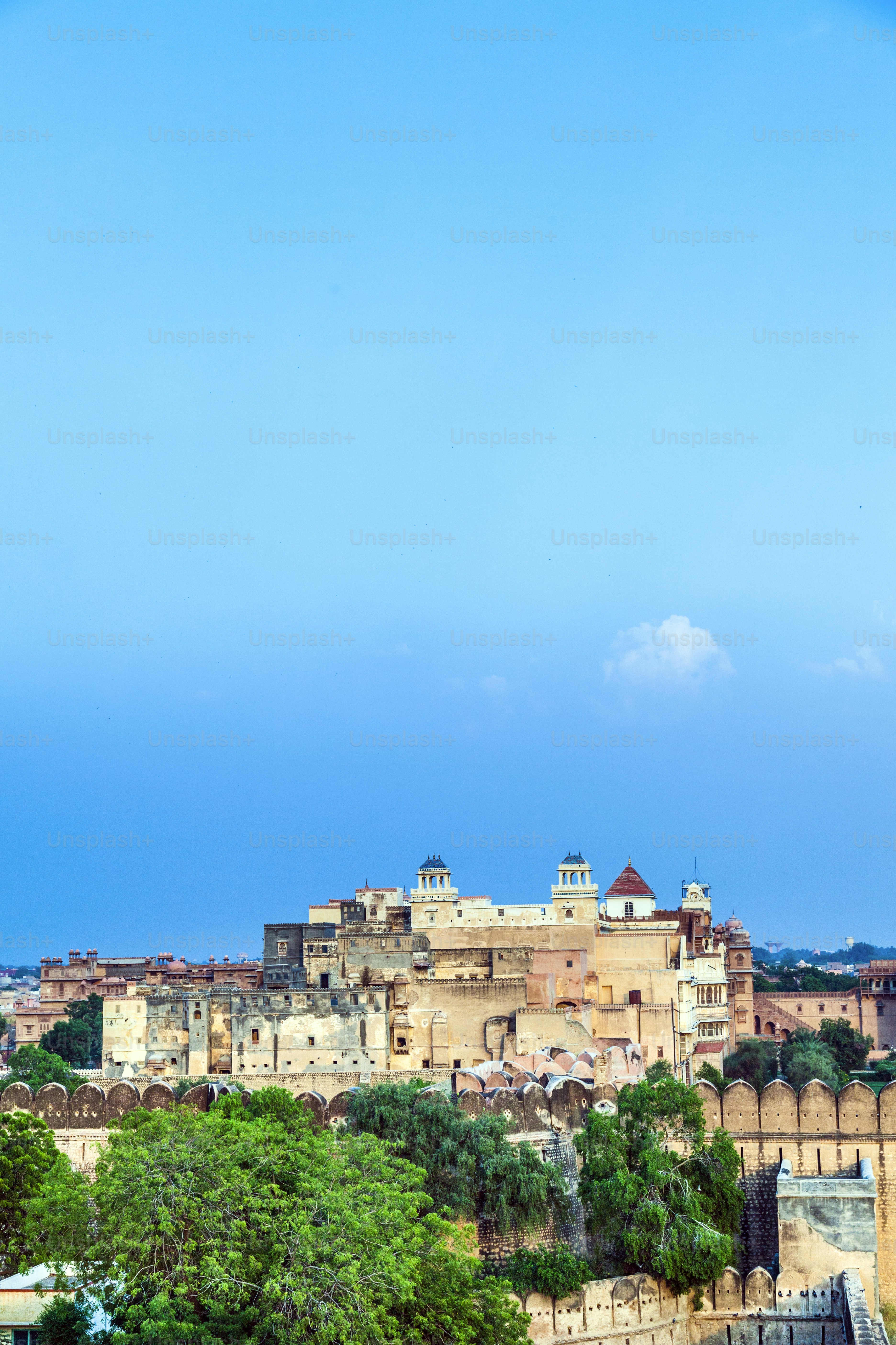 Imposing palace of the Maharajah of Bikaner inside Junagarh Fort, Bikaner, Rajasthan, India