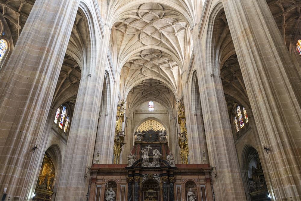 Inside view of the Cathedral of Segovia, located in the main square of the city, the Plaza Mayor, and dedicated to the Virgin Mary. Constructed between 1525-1577 in a late Gothic style except the Dome, built around 1630.