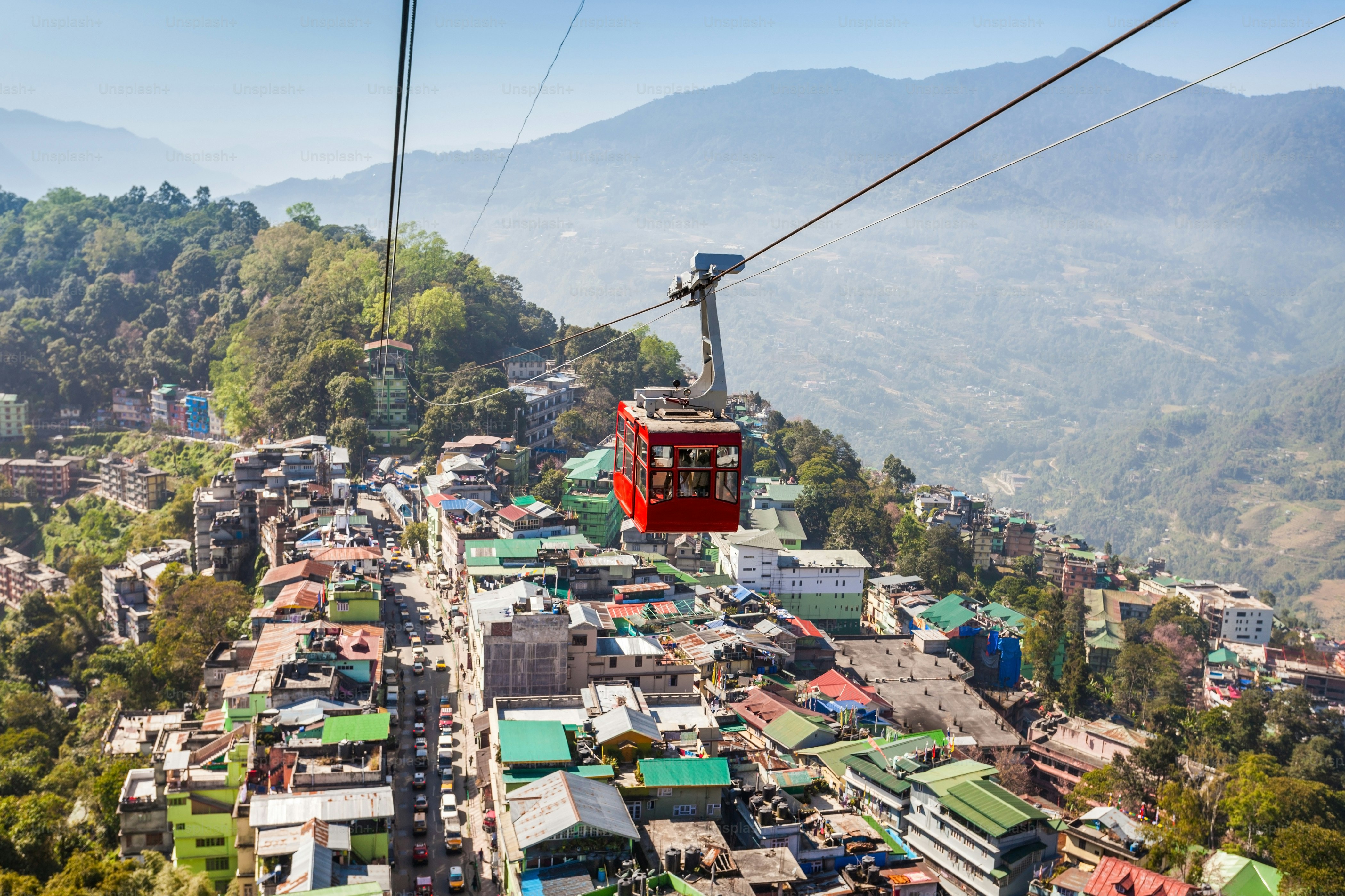 Gangtok Ropeway over misty hills