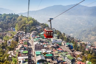 Teleférico de Gangtok na cidade de Gangtok, no estado indiano de Sikkim, Índia