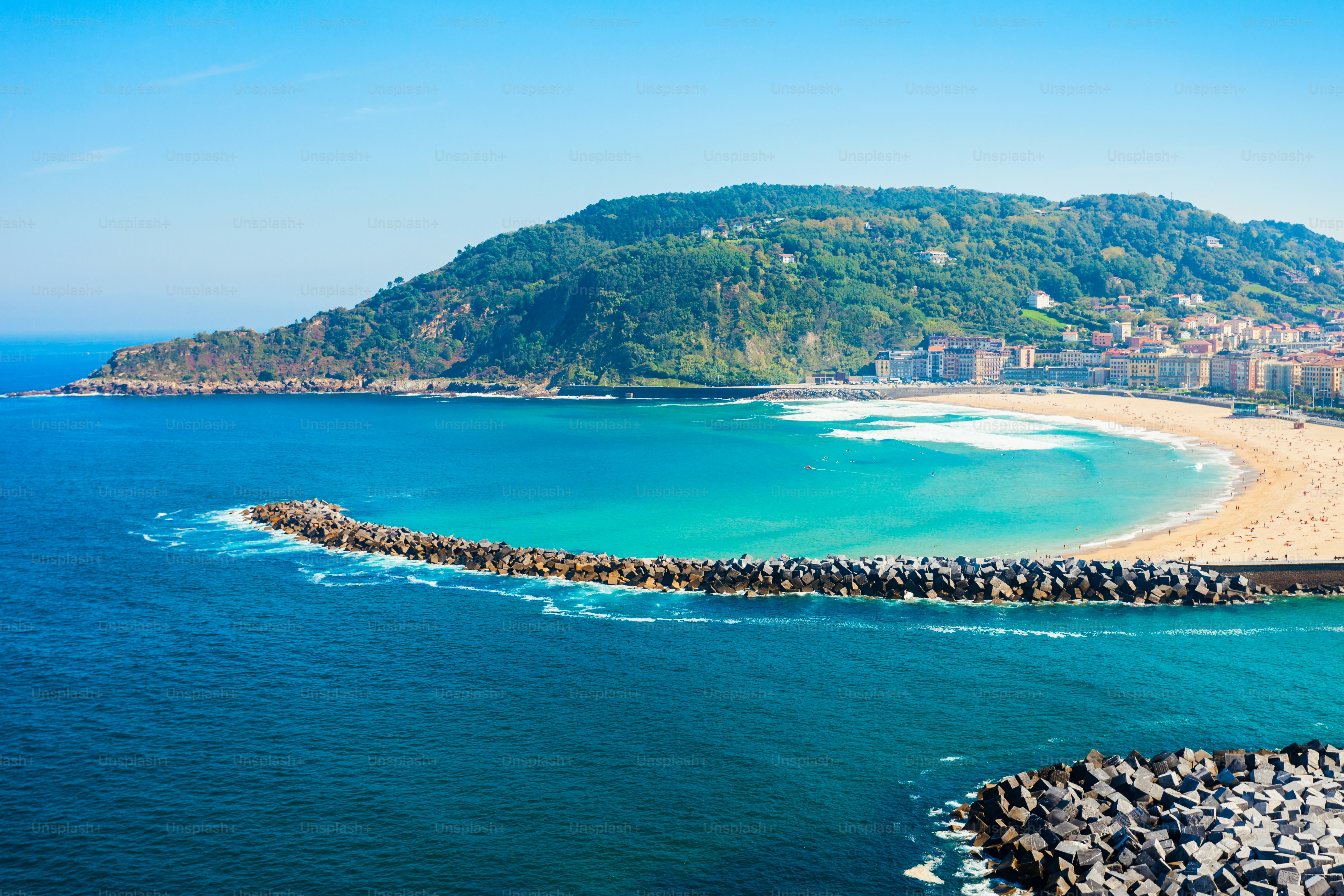 Vista panorâmica aérea de San Sebastian ou Donostia. San Sebastian é uma cidade costeira no País Basco, na Espanha.