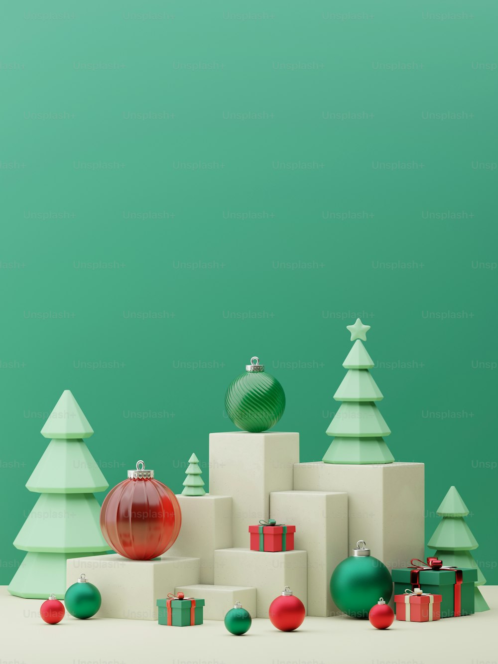 a green and white christmas scene with presents