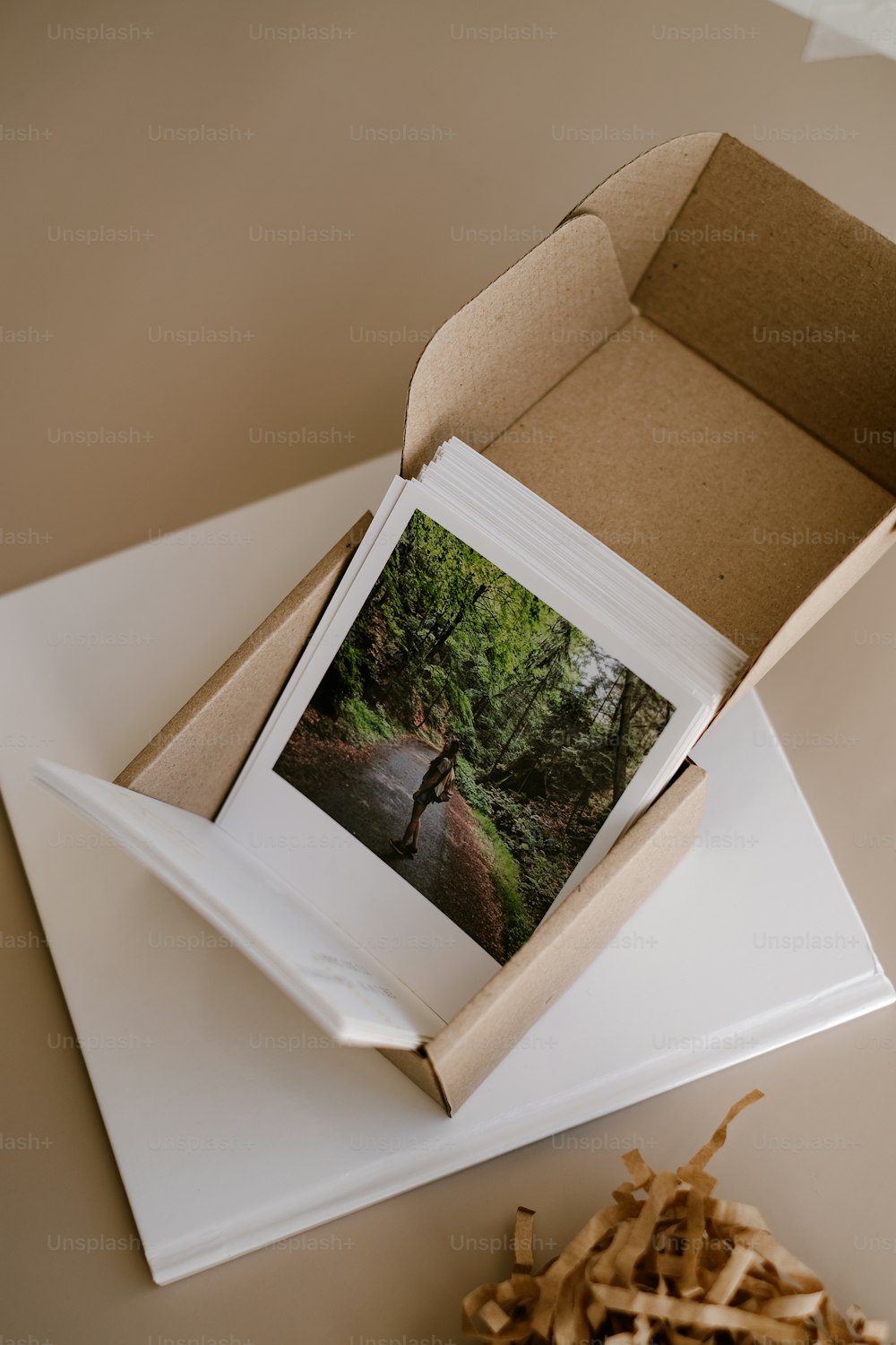 an open box with a picture inside of it