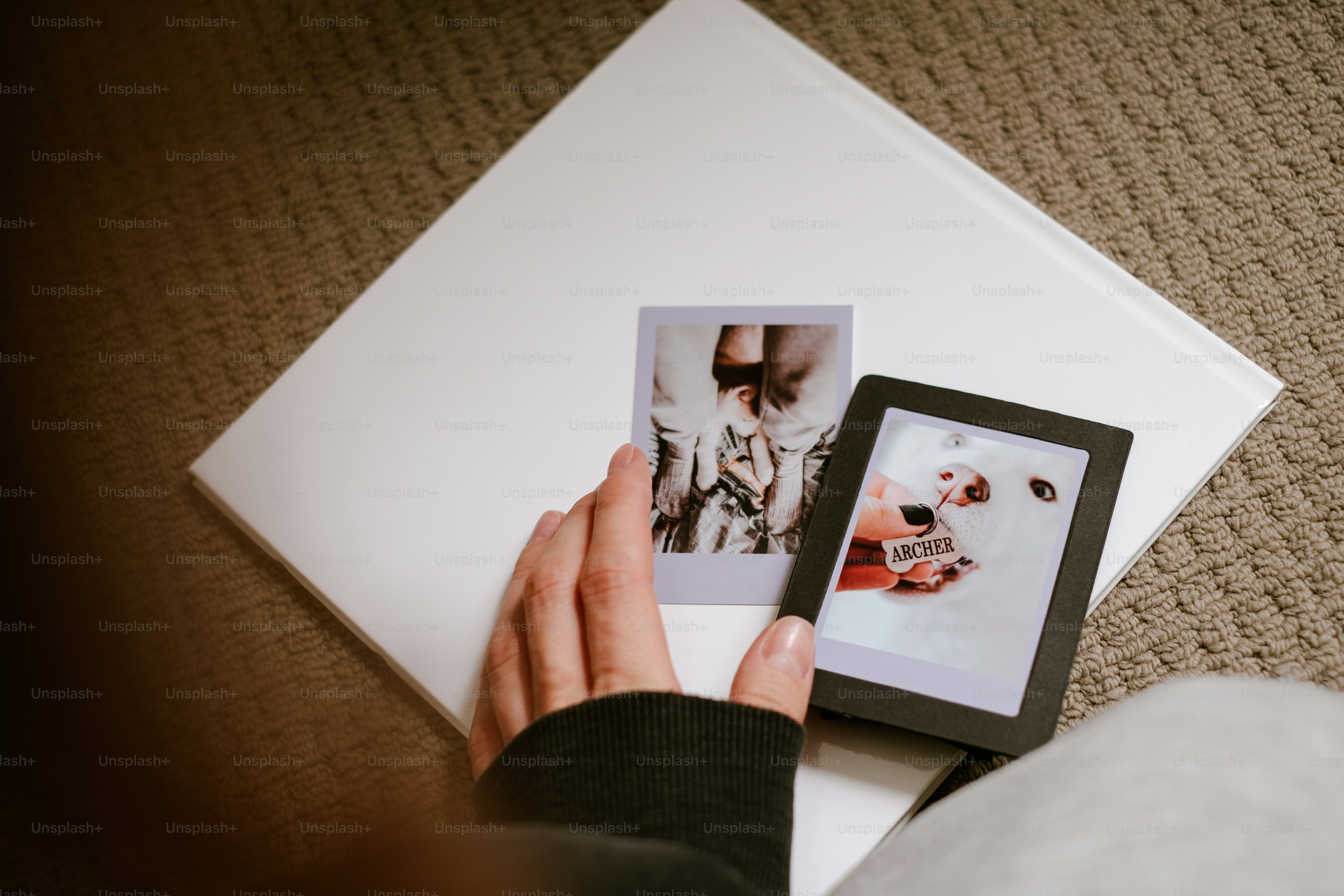 uma pessoa segurando uma foto de um cachorro