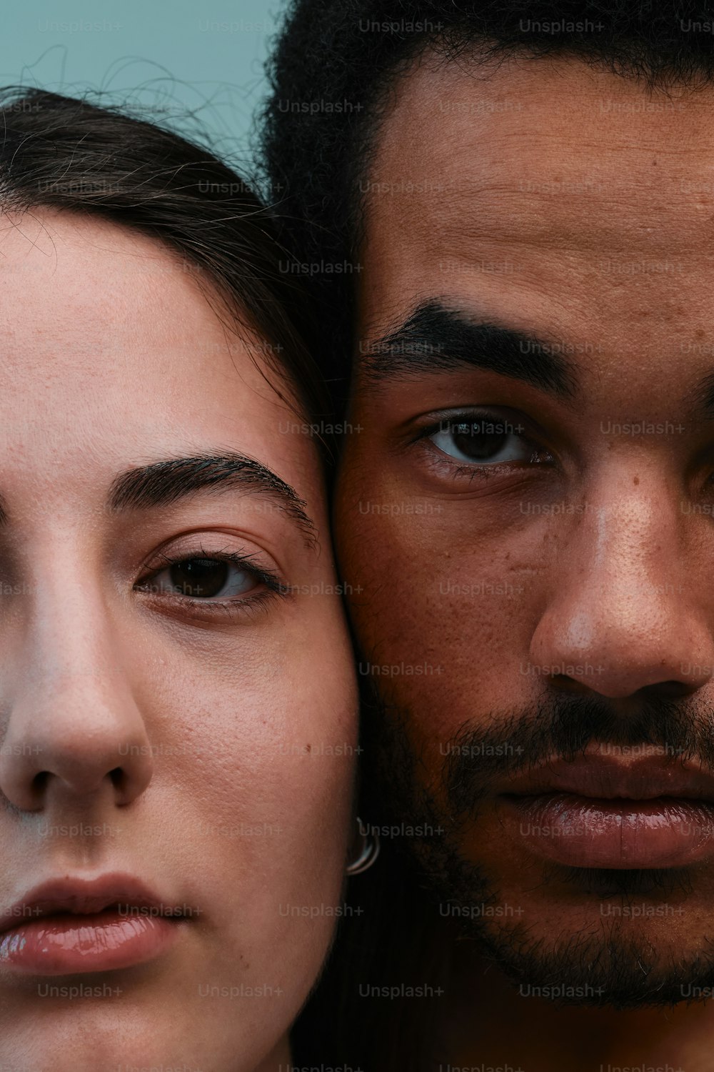 a close up of a person and a person