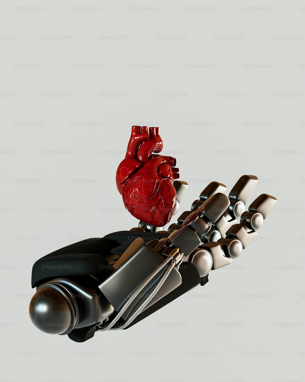a robotic hand with a heart on top of it