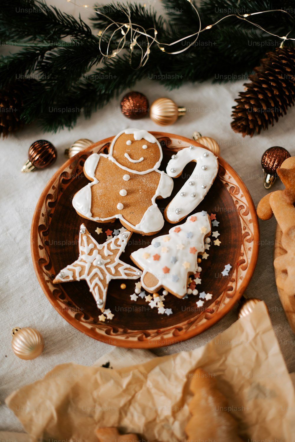 a plate of decorated cookies on a table