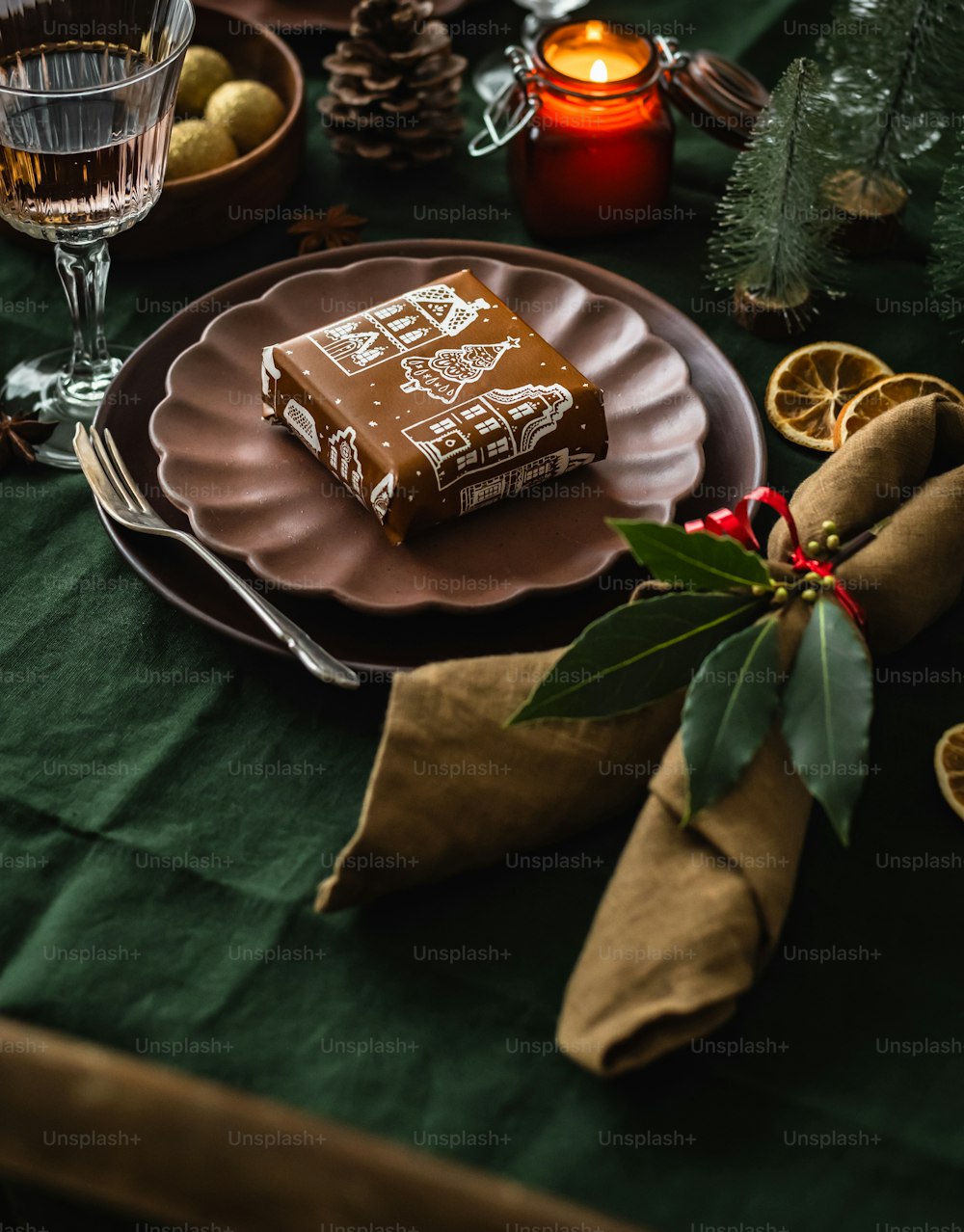 A plate with a piece of chocolate on it photo – Christmas Image on Unsplash
