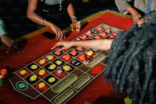 a group of people playing a board game