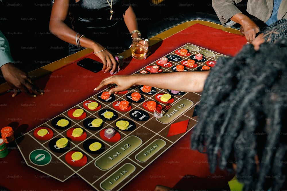 a group of people playing a board game