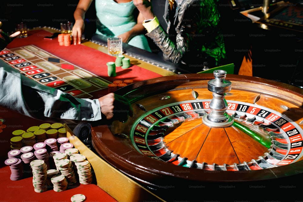 a man and woman playing a game of roule