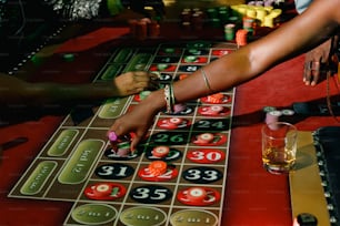 a woman is playing a game of roulejack