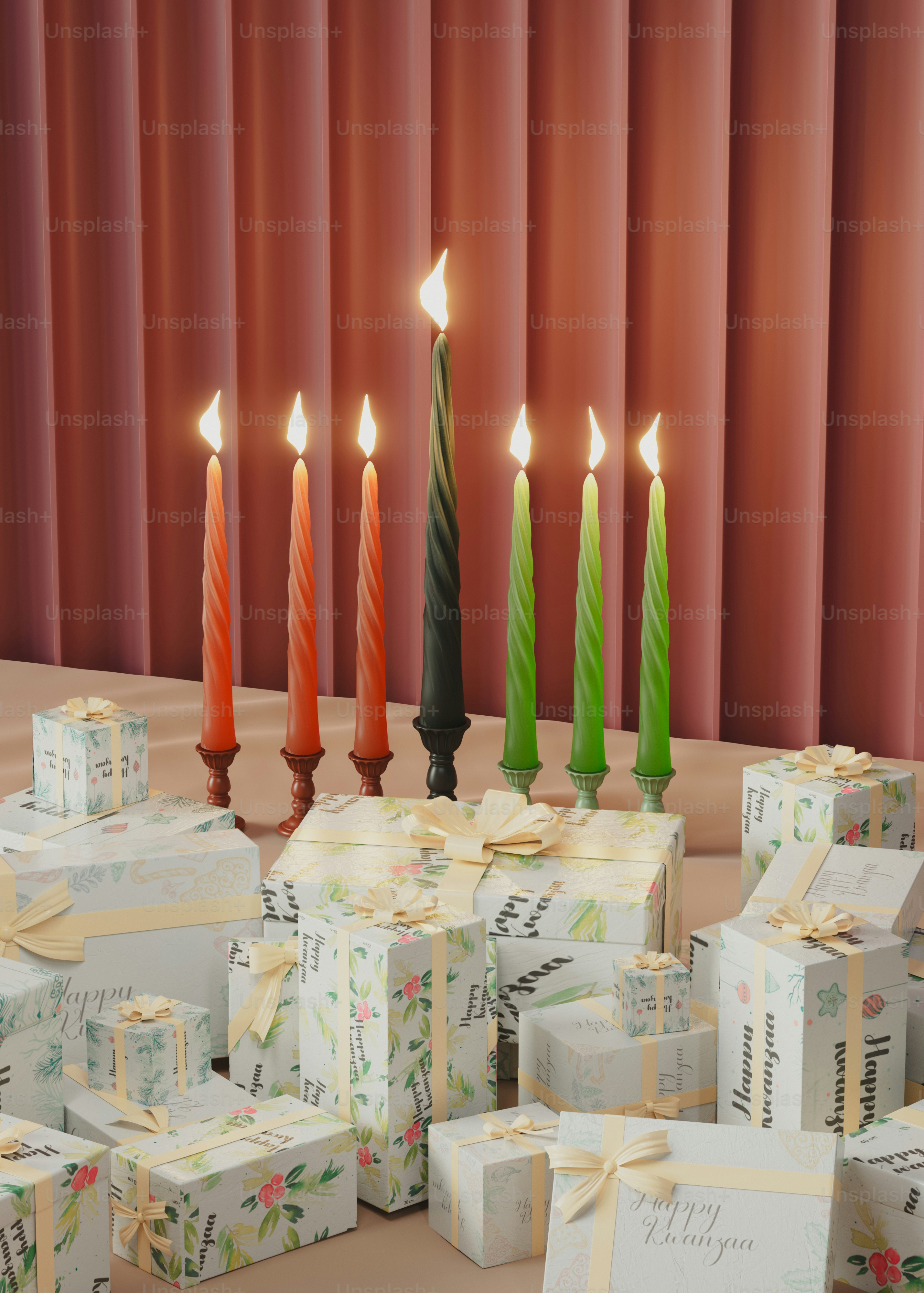 a group of candles that are sitting on a table