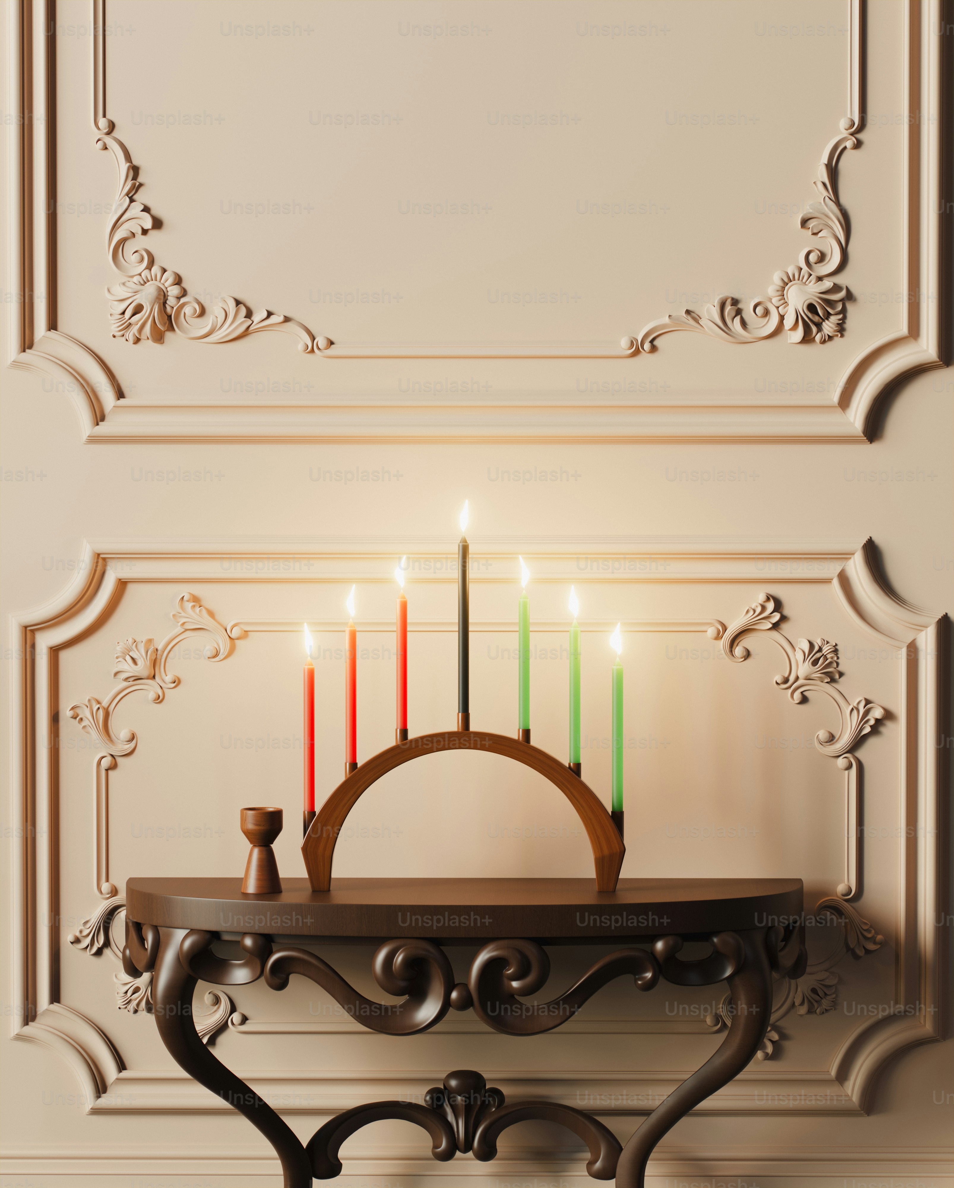 a table with a bunch of lit candles on it