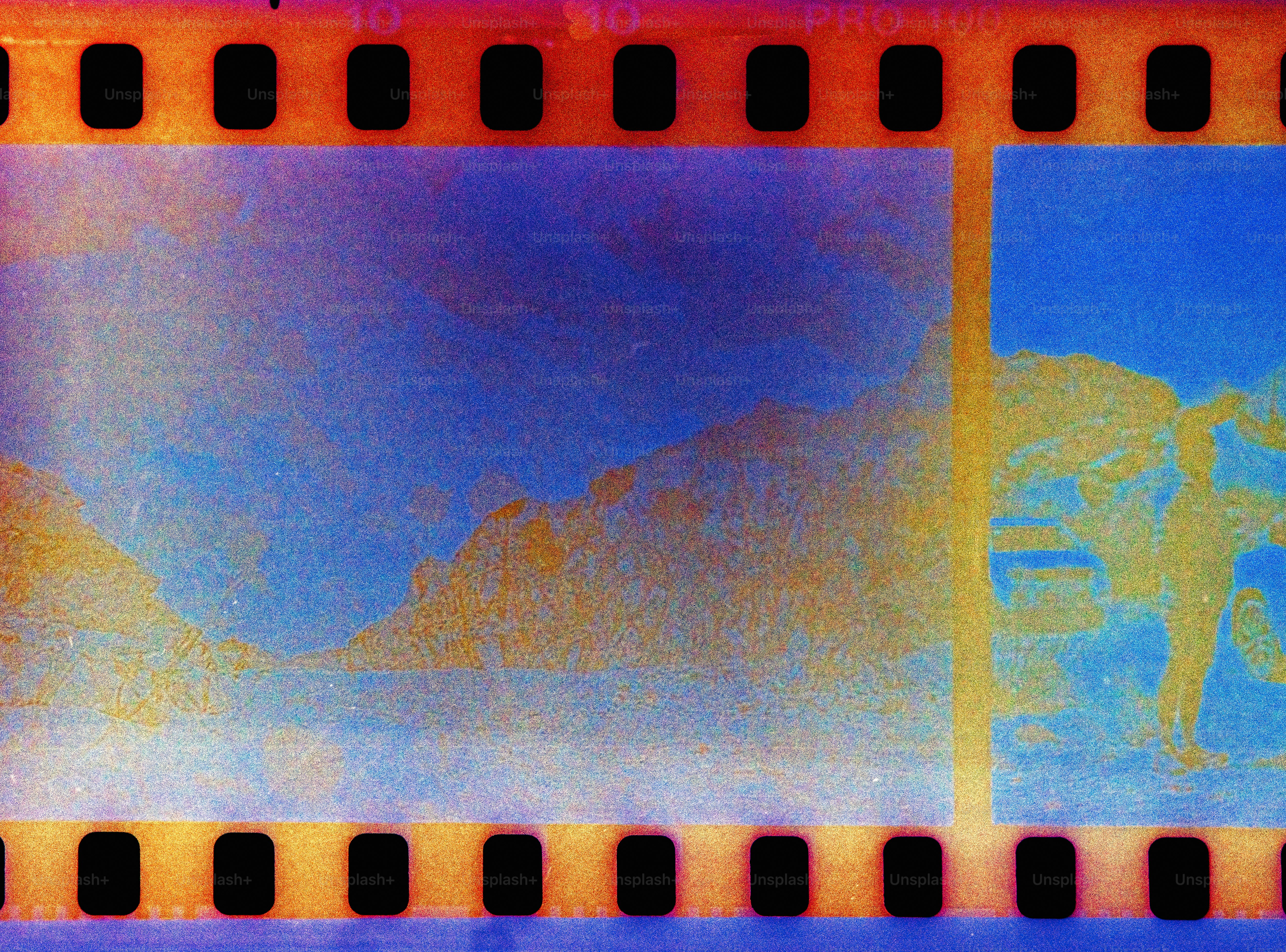 a film strip with a picture of a man riding a horse