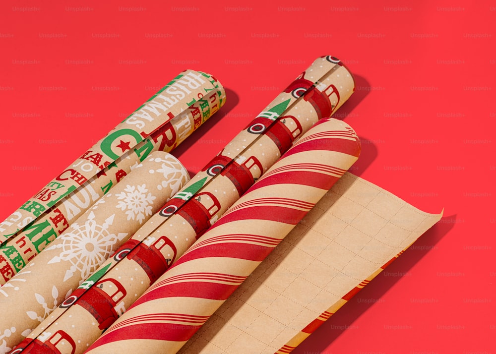 a group of wrapped presents sitting on top of a table