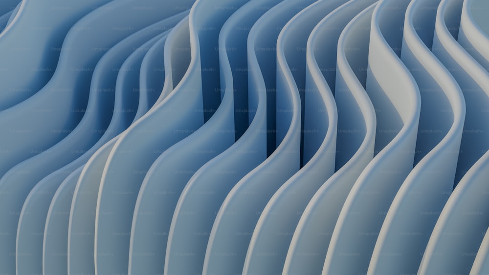a close up of a wavy pattern of blue material