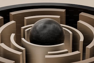 a black ball is in the middle of a maze